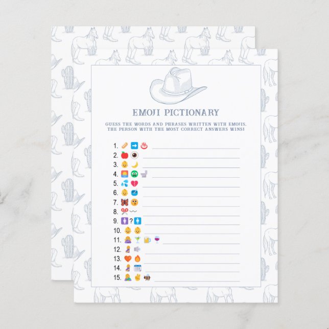 絵文字写真ゲームカウボーイ赤ちゃんシャワー (正面/裏面)