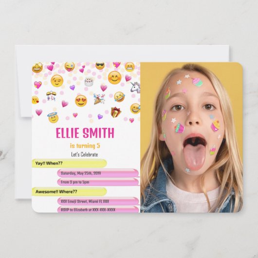 絵文字写真招待状 招待状 (正面)