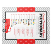 絵文字子供部屋流紋火トラック赤ちゃんシャワーゲーム ノートパッド (正面)