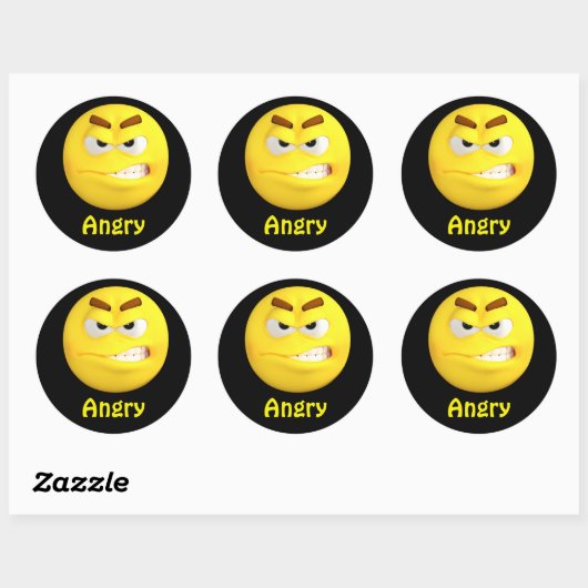 絵文字怒絵文字顔 ラウンドシール (シート)