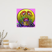 絵文字泣き叫び悲しい虹の涙グラフィックアートプリント ポスター (キッチン)