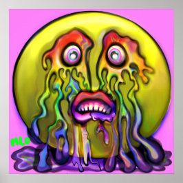 絵文字泣き叫び悲しい虹の涙グラフィックアートプリント ポスター