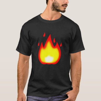 絵文字火炎熱いT型 Tシャツ