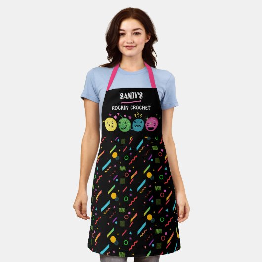 絵文字糸かぎ針パーソナライズされた手芸展 エプロン (着用した状態)