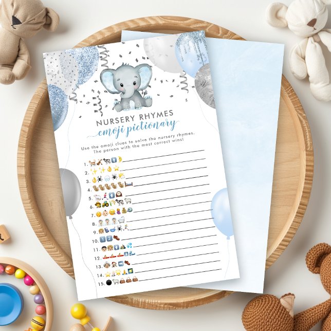 絵文字絵文字ボーイゾウ赤ちゃんシャワーゲーム (Emoji Pictionary Boy Elephant Baby Shower Game)