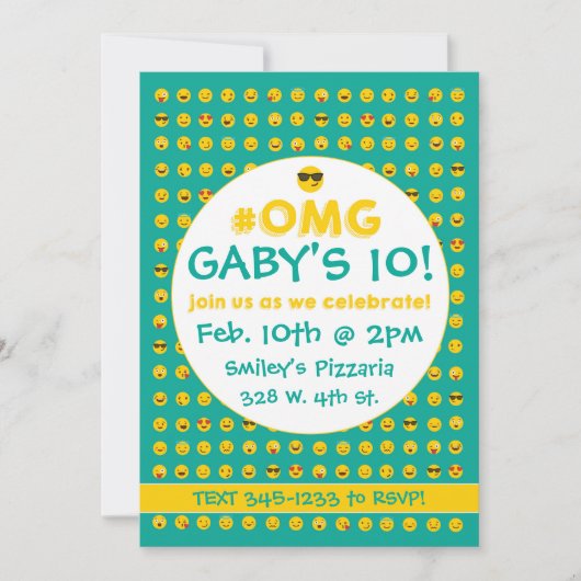 絵文字誕生日招待状 招待状 (正面)