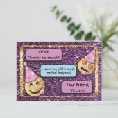 絵文字誕生日携帯メールや文字を打つ感謝していyou サンキューカード (スタンド正面)