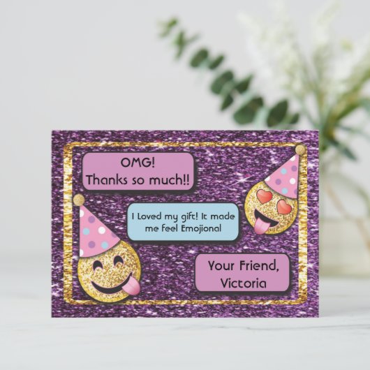 絵文字誕生日携帯メールや文字を打つ感謝していyou サンキューカード (スタンド正面)