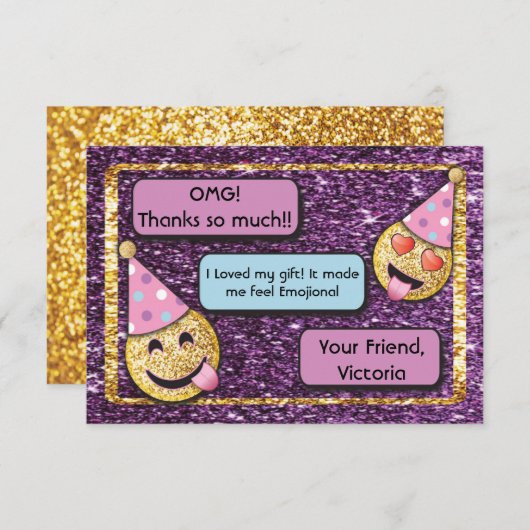 絵文字誕生日携帯メールや文字を打つ感謝していyou サンキューカード (正面/裏面)