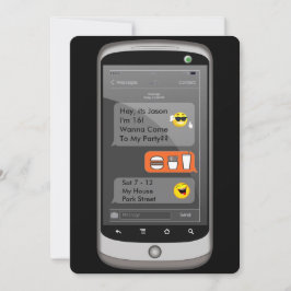 絵文字頭が切れる電話メールや文字を打つおもしろい子供の誕生日M/F 招待状