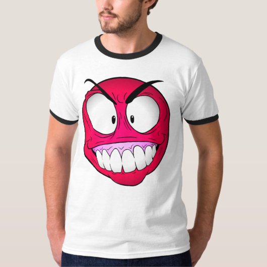 絵文字顔メンズベーシックRinger Tシャツ (正面)