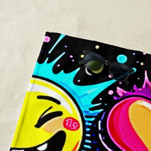 絵文字鮮やかアポップ・アートのート ビーチタオル (インサイチュ)