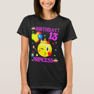 絵文字13歳第13誕生日プリンセス少女 Tシャツ