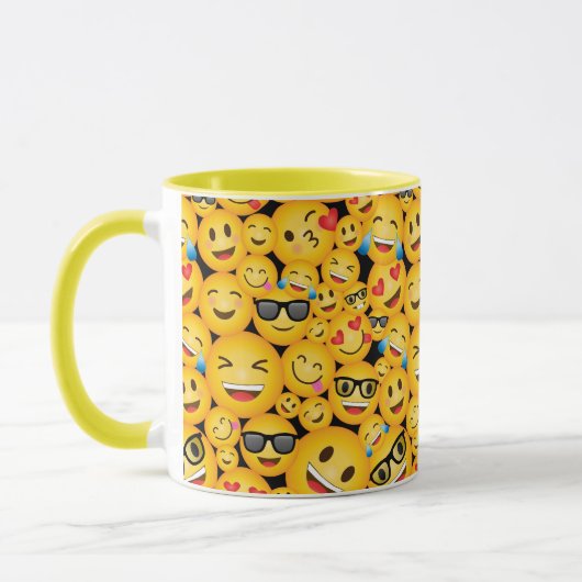 絵文字 コーヒー カップ 絵文字 幸せな顔 マグカップ (左)