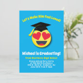 絵文字 ハートの目をした顔 キュートな卒業パーティー 招待状 (スタンド正面)