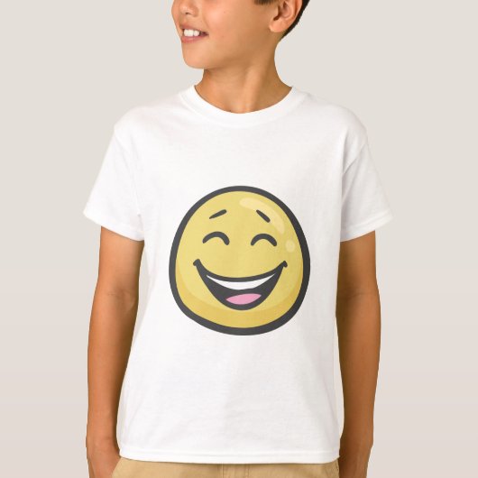 絵文字：口を開けて微笑む顔と微笑む目 Tシャツ (正面)