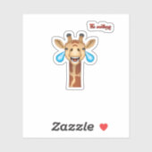 絵文字happy泣き叫びキリン顔 シール (シート)