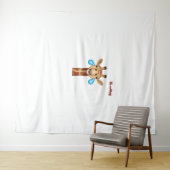 絵文字happy泣き叫びキリン顔 タペストリー (インサイチュ(横))