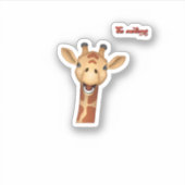 絵文字happy熱狂的キリン顔 シール (正面)