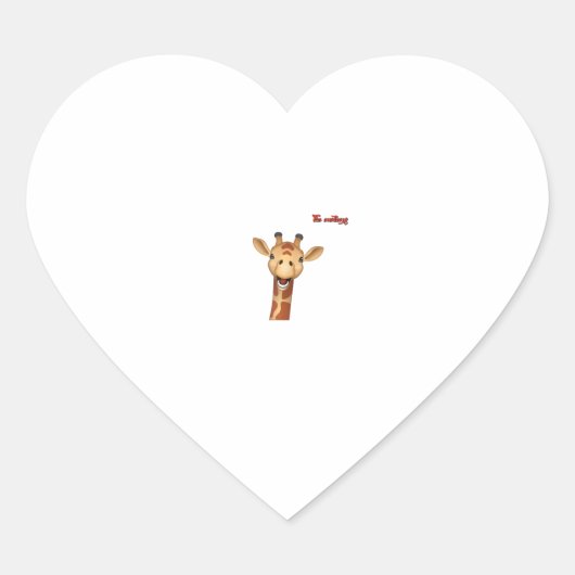 絵文字happy熱狂的キリン顔 ハートシール (正面)