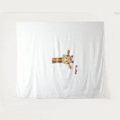 絵文字sad泣き叫びキリン顔 タペストリー (正面(横))