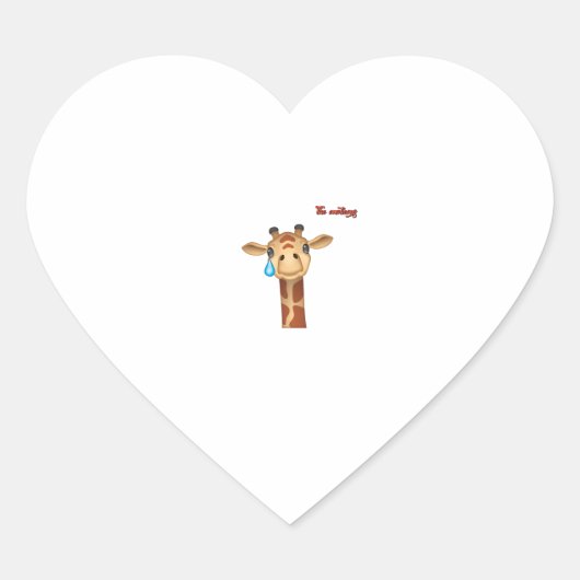 絵文字sad泣き叫びキリン顔 ハートシール (正面)