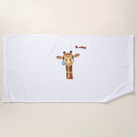 絵文字sad泣き叫びキリン顔 ビーチタオル (正面)