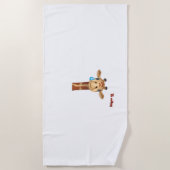 絵文字sad泣き叫びキリン顔 ビーチタオル (正面)