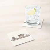 『絵本から飛び出して』キャラクターたちがロゴに スクエアペーパーコースター (インサイチュ)