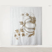 絵本のようなゴールドホワイトパンプキン フェアリーテイル バナー タペストリー (正面)