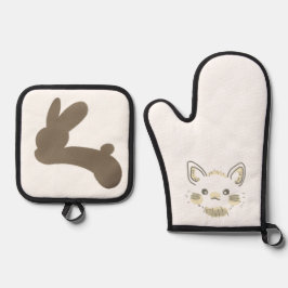 絵本のような優しいうさぎ 鍋つかみ&鍋敷きセット