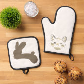 絵本のような優しいうさぎ 鍋つかみ&鍋敷きセット (トップダウン)