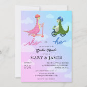 絵本のようにかわいい恐竜の性別発表パーティー 招待状 (正面)