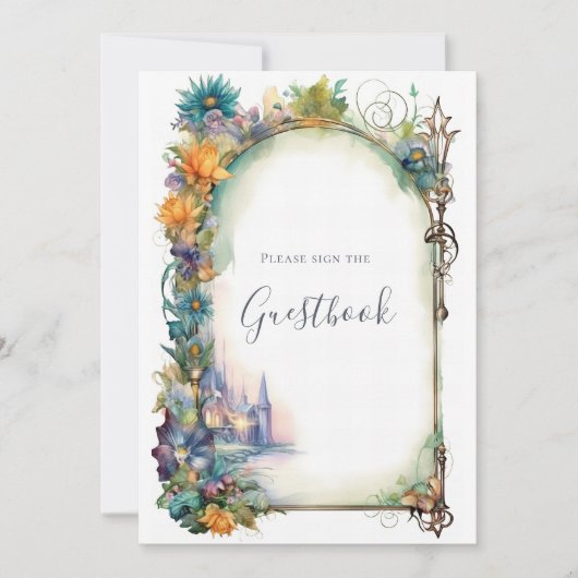 絵本のドラゴン ベビーシャワー サイン ゲストブック 招待状 (正面)