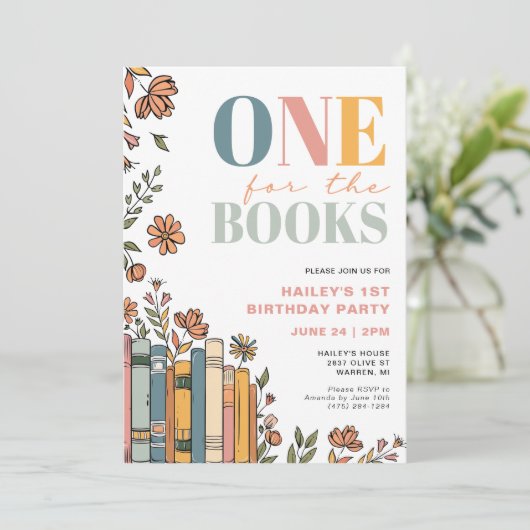 絵本のページめくり1歳の誕生日 招待状 (スタンド正面)