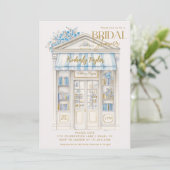 絵本 青い本屋 図書館 ウェディングシャワー 招待状 (スタンド正面)