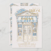 絵本 青い本屋 図書館 ウェディングシャワー 招待状 (正面/裏面)