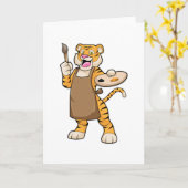 絵画でペンと筆を使う虎 カード (黄色い花)