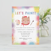 絵画のアートパーティー子供の誕生日キティキャット 招待状 (スタンド正面)