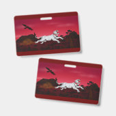 絵画のアートホワイトライオネスファンタジー景観ワシ バッジ (表裏)