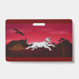 絵画のアートホワイトライオネスファンタジー景観ワシ バッジ