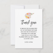 絵画のパーティーの最初の誕生日パーティー サンキューカード (正面)