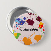 絵画のパーティー名のカラフルスプラッシュ 缶バッジ (正面&裏面)