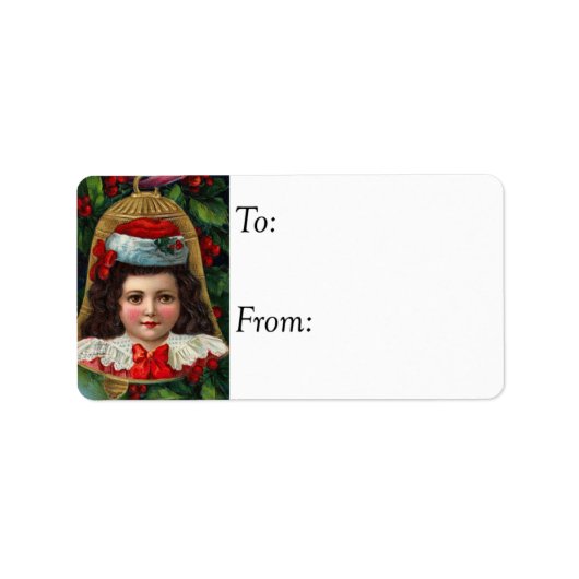 絵画の可愛いガールオンベルヴィンテージギフトラベル ラベル (正面)