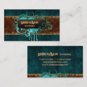 絵画の名刺のスエードの青の渦巻 名刺 (正面/裏面)