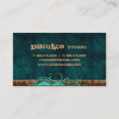 絵画の名刺のスエードの青の渦巻 名刺 (裏面)