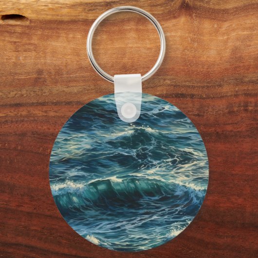 絵画の海サージパーソナライズされたキーチェーン キーホルダー (裏面)