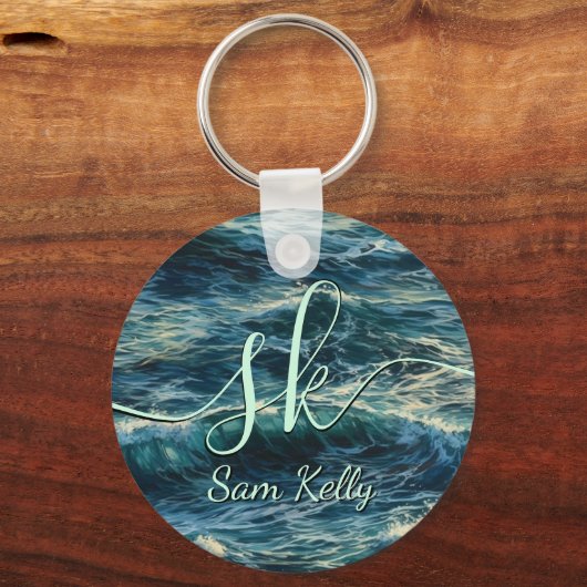 絵画の海サージパーソナライズされたキーチェーン キーホルダー (正面)