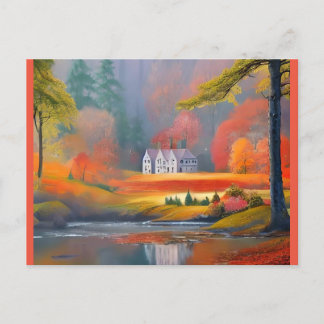 絵画の疎な石のコテージ ポストカード