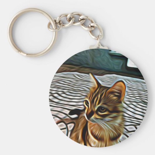 絵画の美しい猫 キーホルダー (正面)
